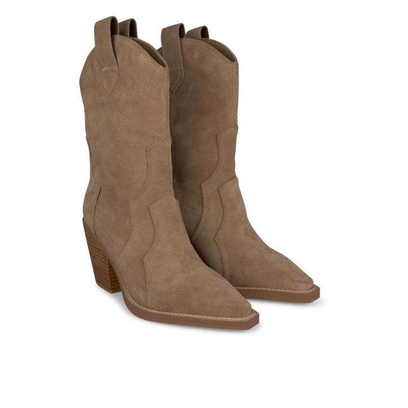 Bottines Alma En Pena Cowboy Cuir Kaki Femme | KYU-87883316